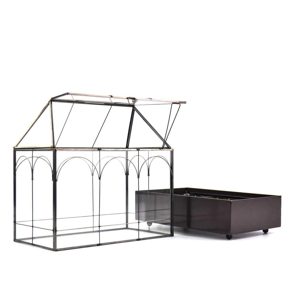 Large Tall Glass Plant Terrarium with Tray P71114