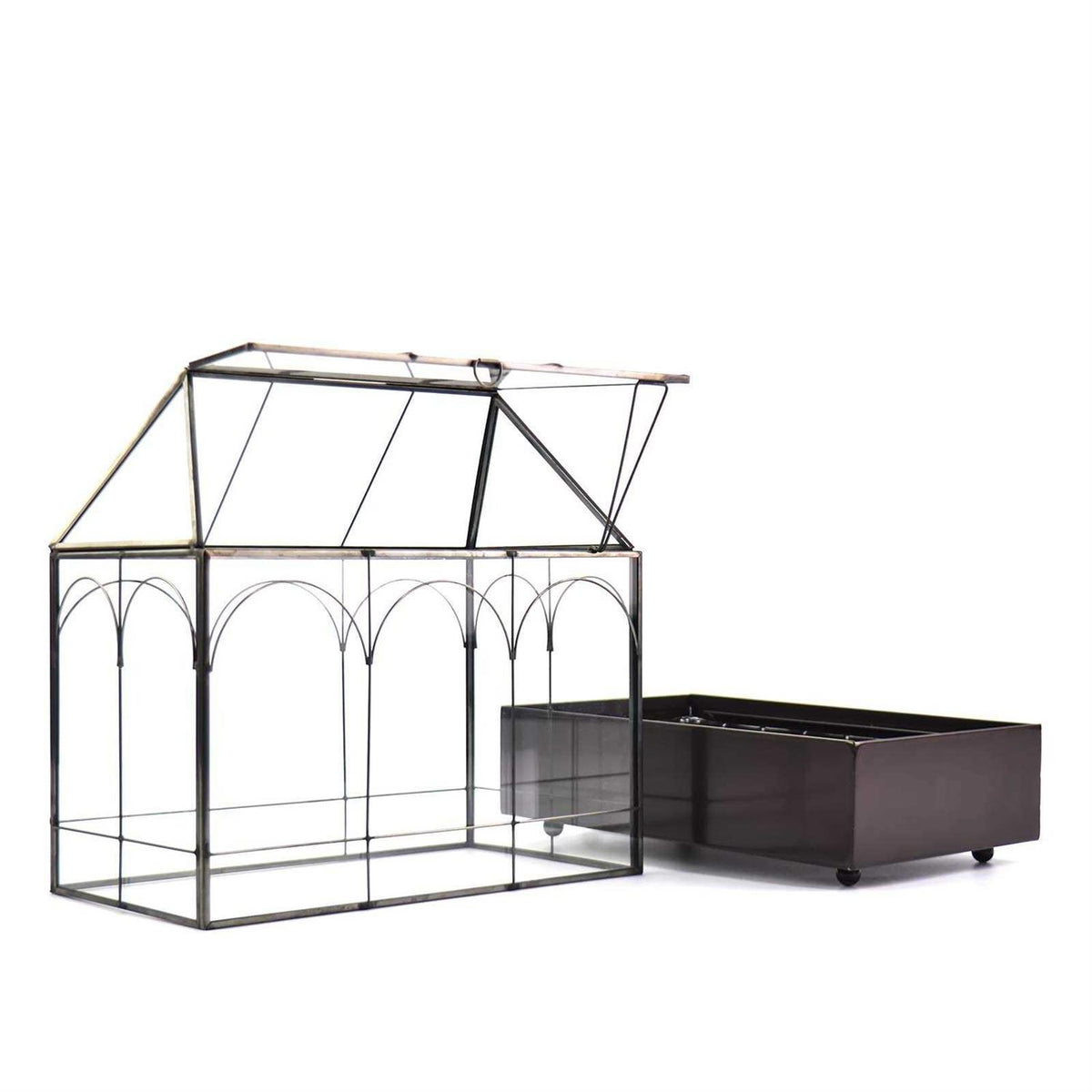 Large Tall Glass Plant Terrarium with Tray P71114