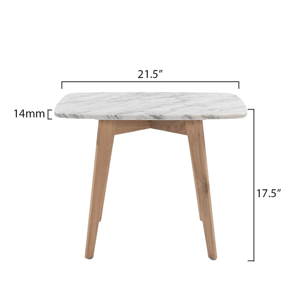 White and Beige Rectangular Marble Side Table J86238