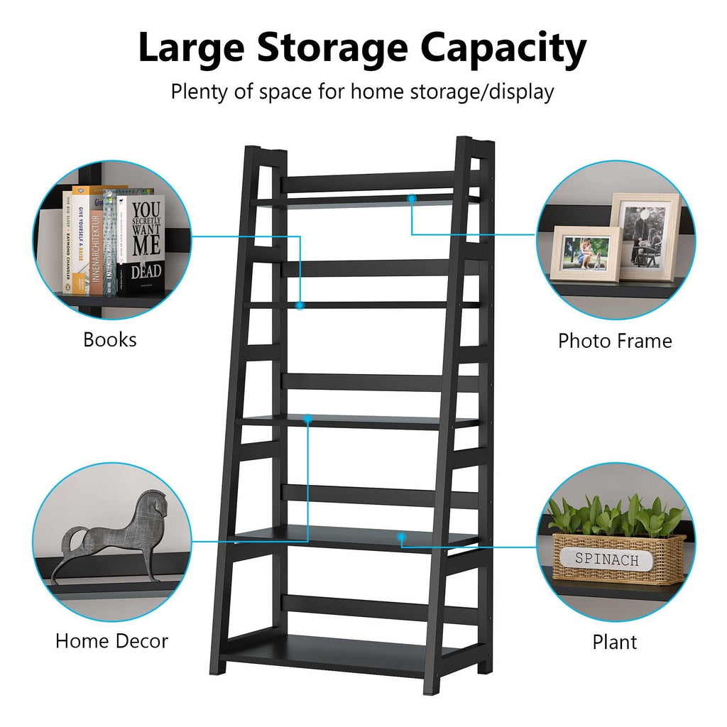 5-Tier Ladder Bookshelf Bookcase Brown N8631