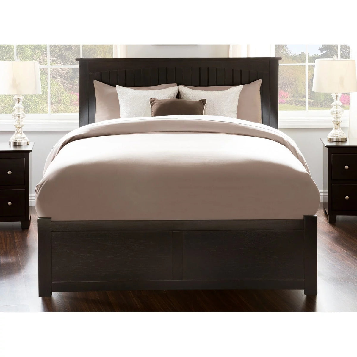 Queen Platform Bed with Footboard and 2 Drawers B28015