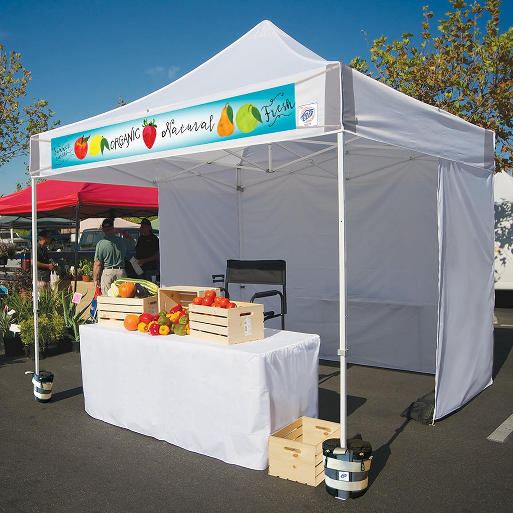 White 10' x 10' Commercial Canopy with Sidewalls and Roller Bag M18835