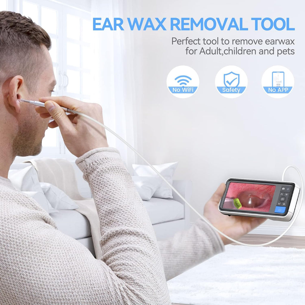 Ear Wax Removal Camera with 4.5 IPS Screen, 1920x1080 FHD Smart Visual Ear Cleaner Tool Kit, Otoscope with Light C5683