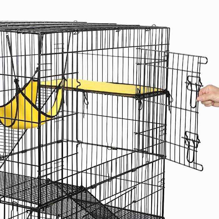 Black Rolling 4-Tier Small Animal Cage D8813
