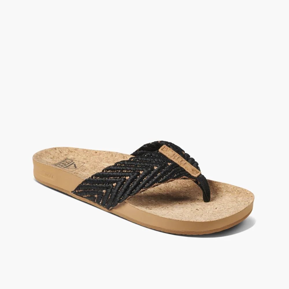 Women's Reef Cushion Strand Black Sandals R6903