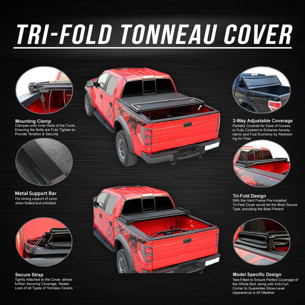 Tri-Fold Soft Top Tonneau Cover for Dakota Fleetside Bed E555418