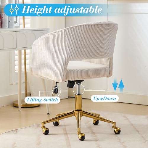 Velvet Upholstered Swivel Desk Chair with Gold Base M55005