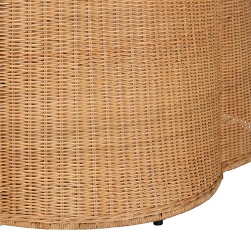 White Scalloped Rattan Coffee Table Z138846