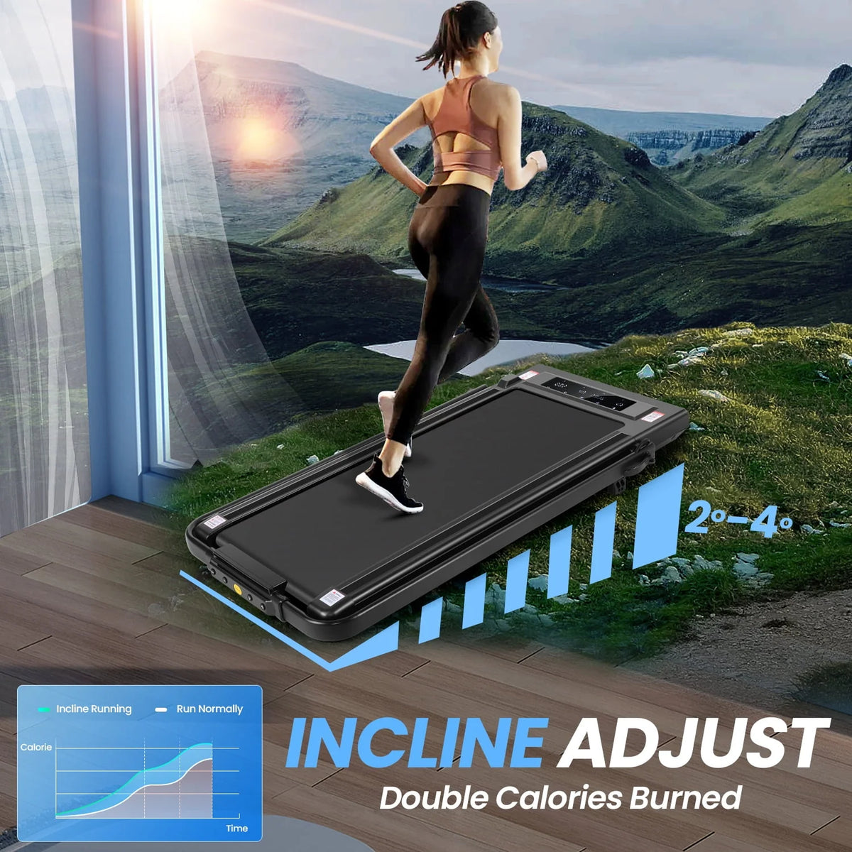 4 in 1 Under Desk Treadmill with 2.5HP Motor, Black P307848