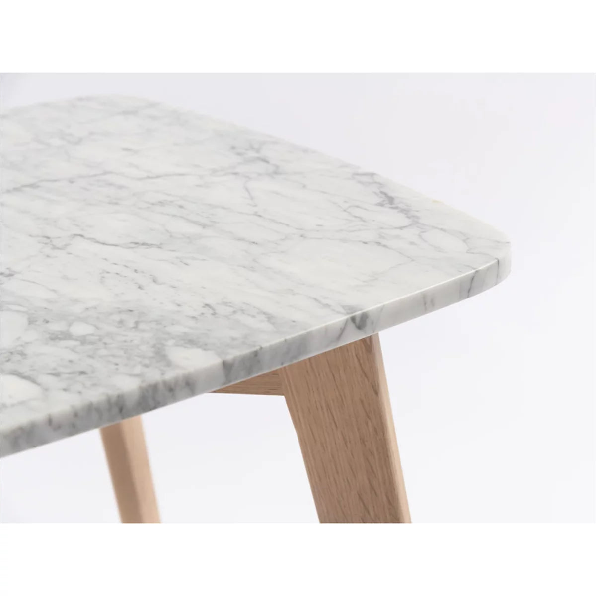 White and Beige Rectangular Marble Side Table J86238