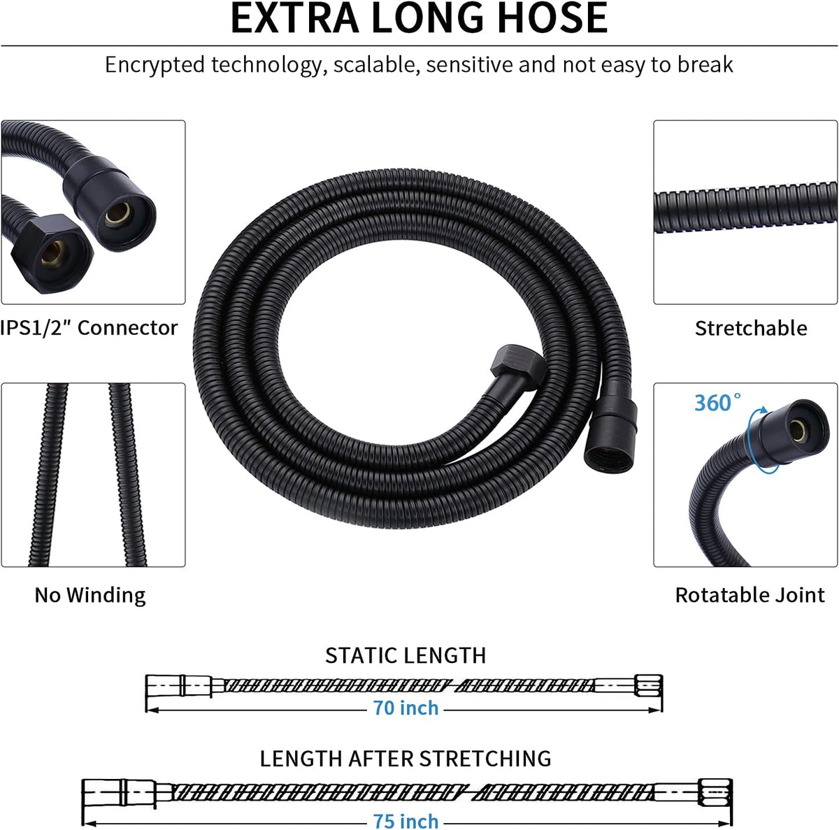 Oil Rubbed Bronze Handheld Shower Head with Extra Long Flexible Hose and Metal Adjustable Bracket, Pack of 2 W128049