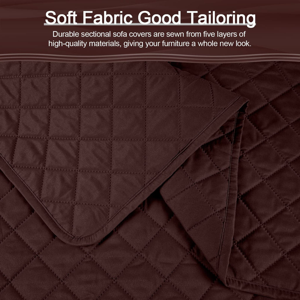 Large/Chocolate Waterproof L Shaped Sofa Covers 3pcs W70842