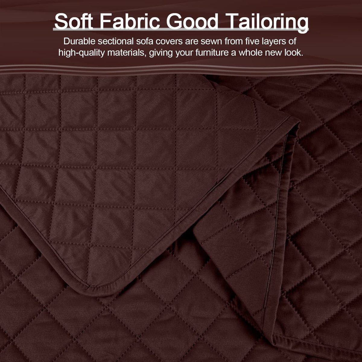 Large/Chocolate Waterproof L Shaped Sofa Covers 3pcs W70842