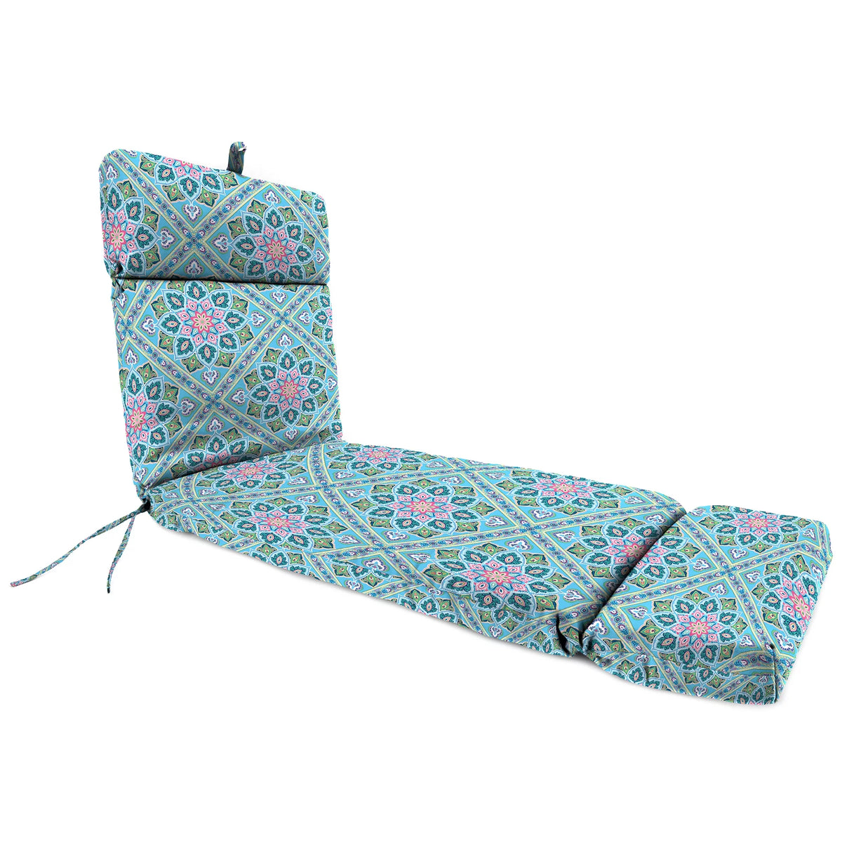 Multicolor Floral Rectangular Outdoor Chaise Lounge Cushion with Ties B912