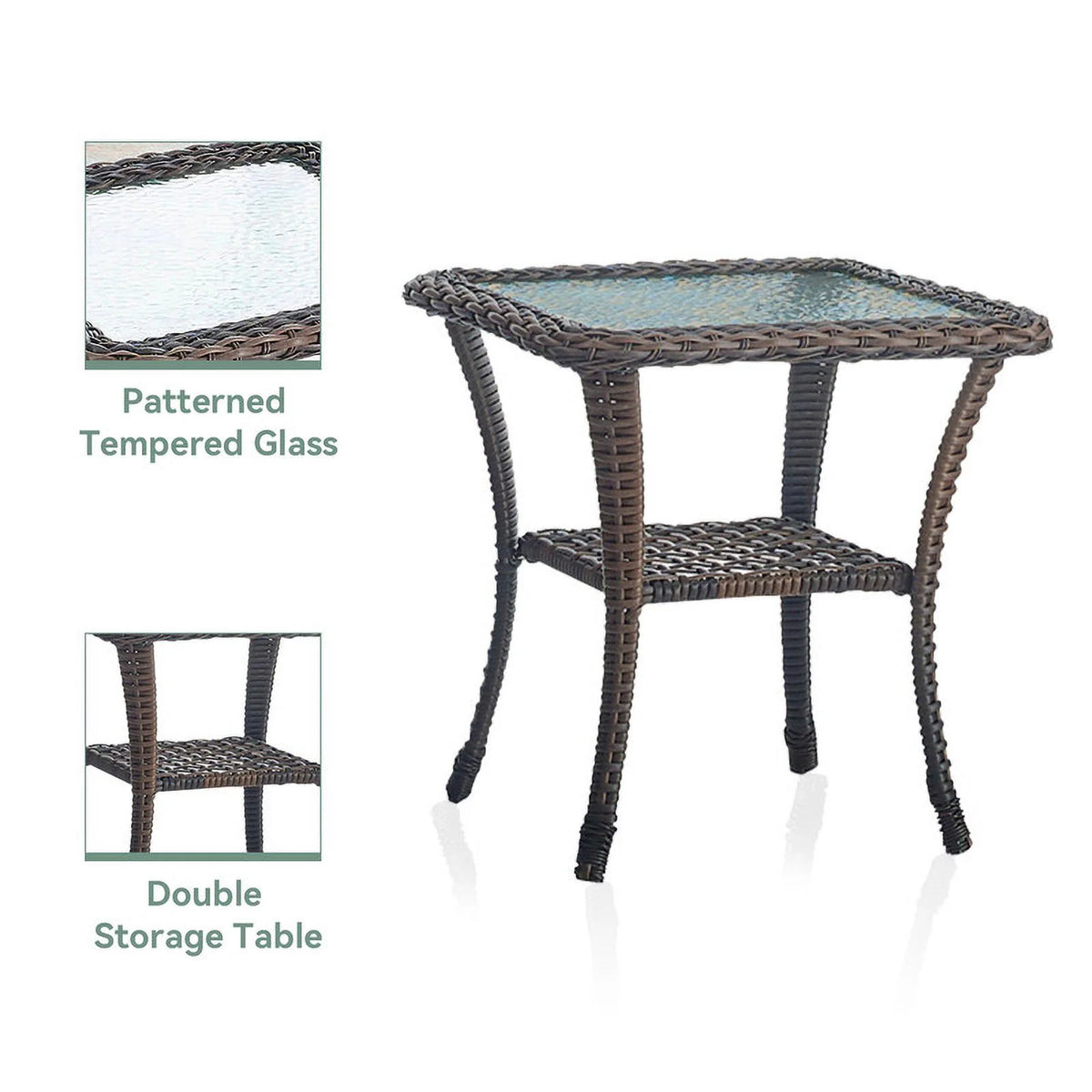 Brown Rattan Wicker 3-Piece Outdoor Swivel Glider Set with Blue Cushion O6432