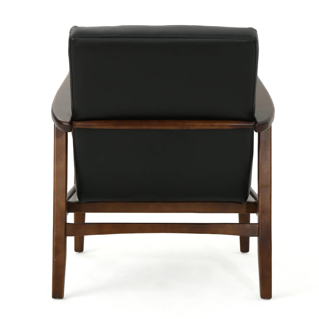 Mid Century Modern Faux Leather Club Chair with Wood Frame Y9102