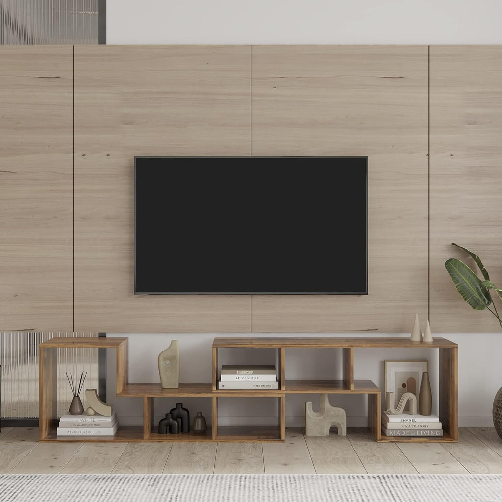 White Double L-Shaped TV Console Stand L14296