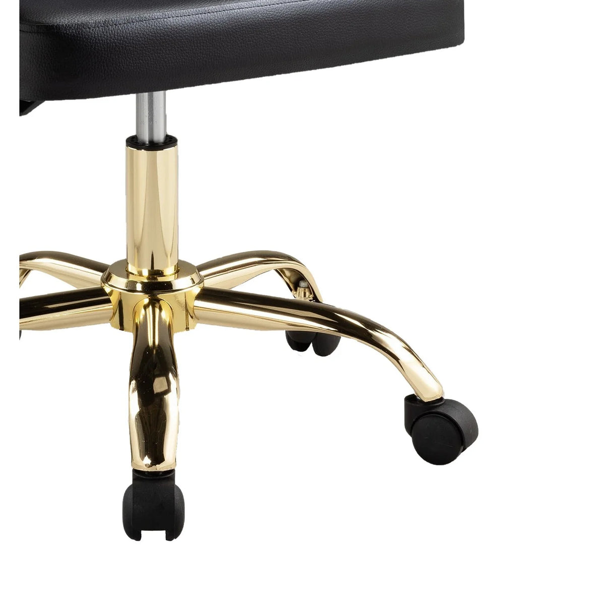 22 Inch Adjustable Swivel Office Chair Black Faux Leather Gold Metal I6868