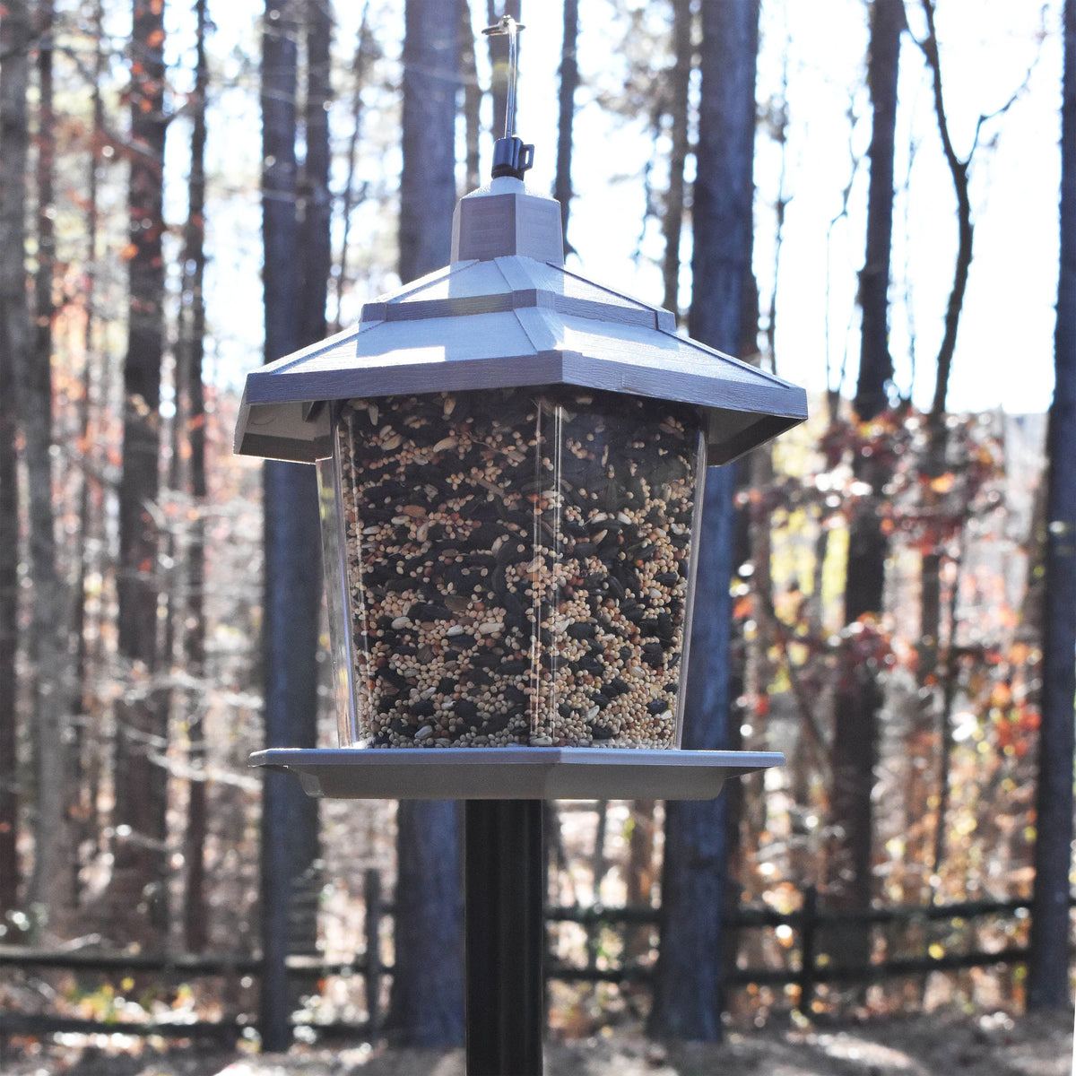Gray Plastic 2.5 lb. Capacity Hopper Wild Bird Feeder R3416