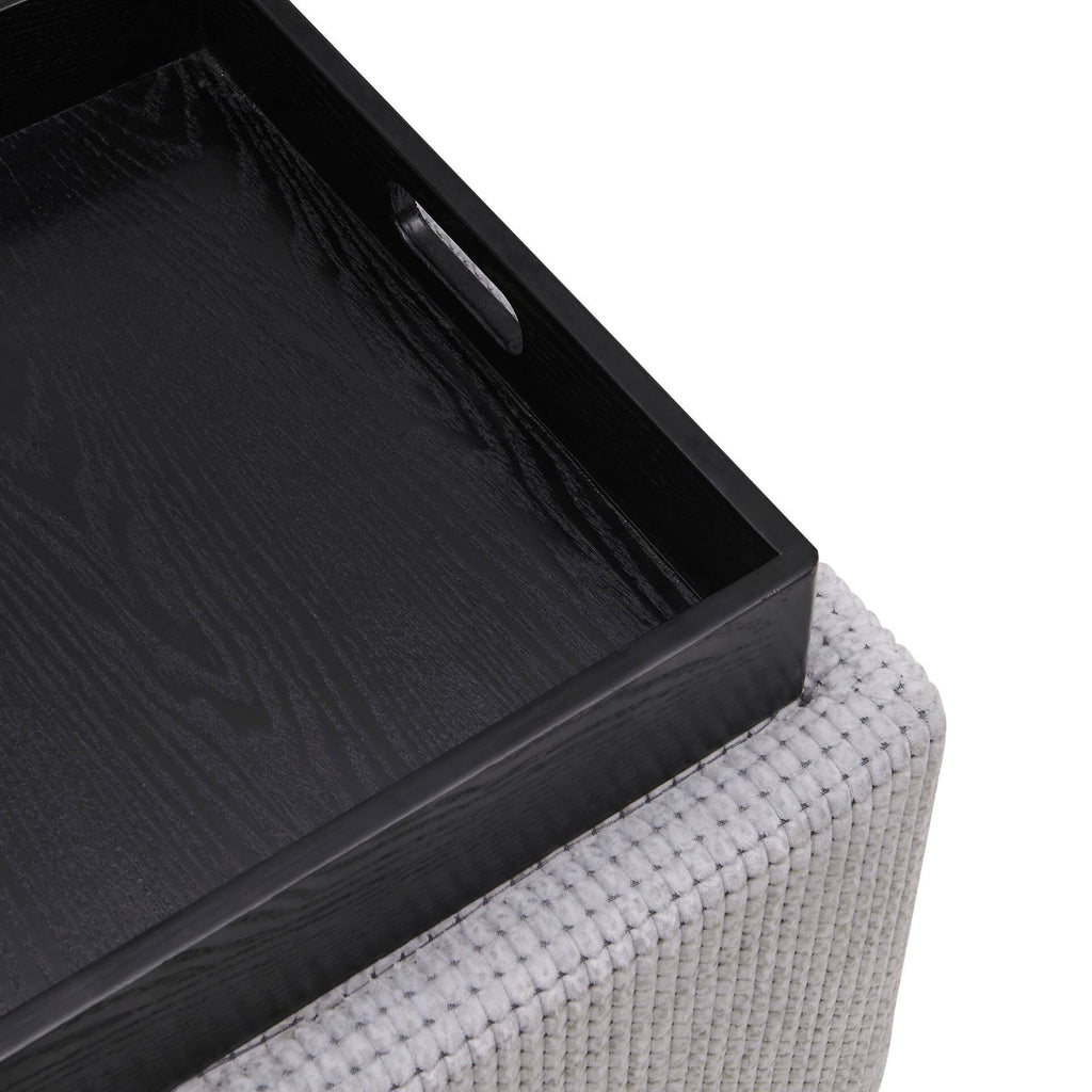 Fabric Storage Ottoman with Tray E386923