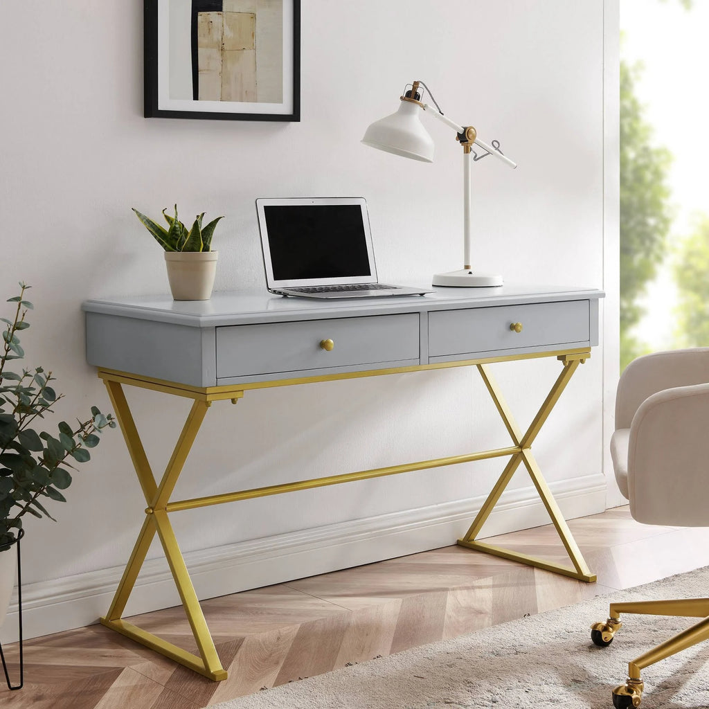 Grey 2 Drawer Desk E489