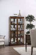 Transitional Wooden Curio Cabinet with Two Glass Doors and Four Shelves Oak Brown H1726