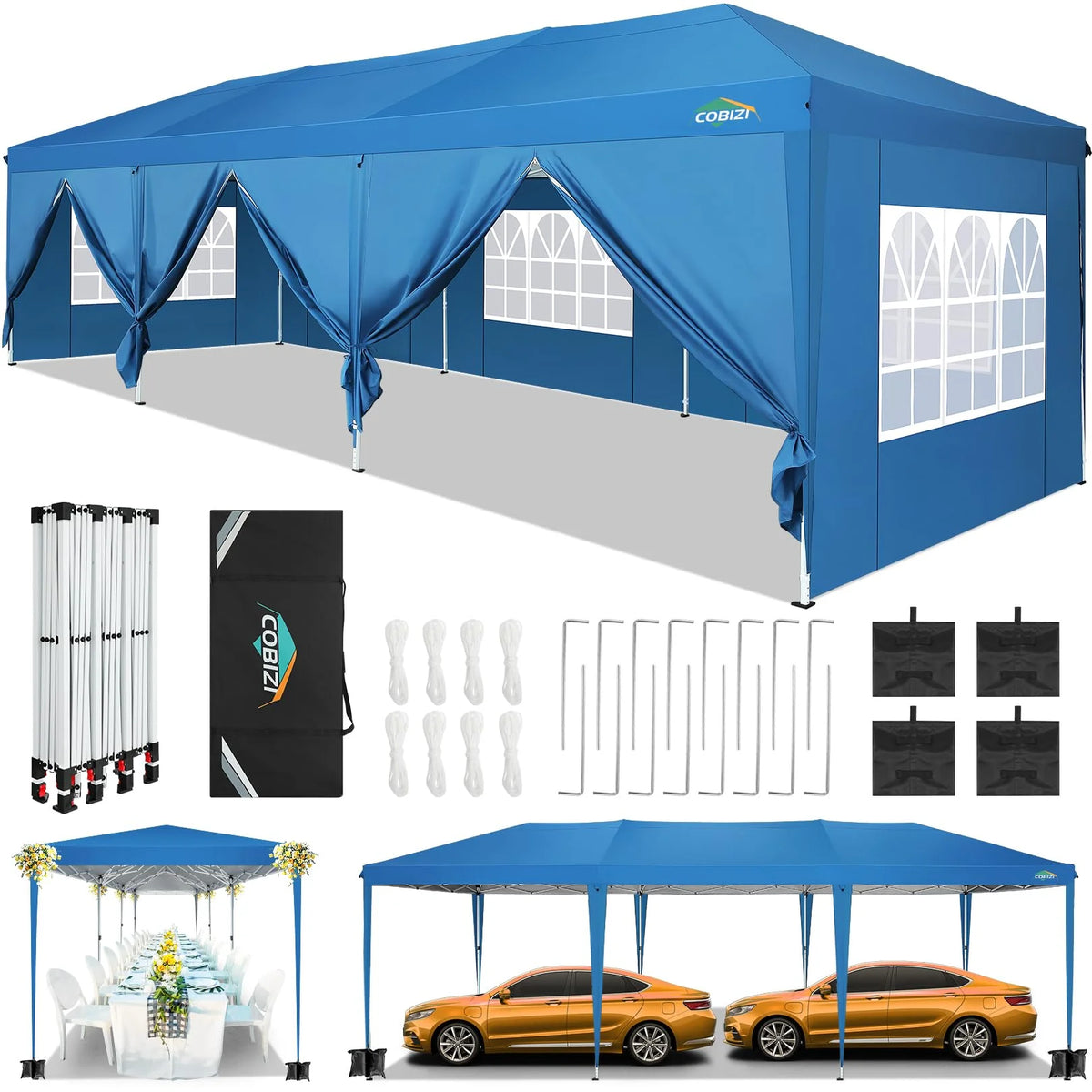10x10ft Waterproof Popup Canopy with 4 Sidewalls Black J40826