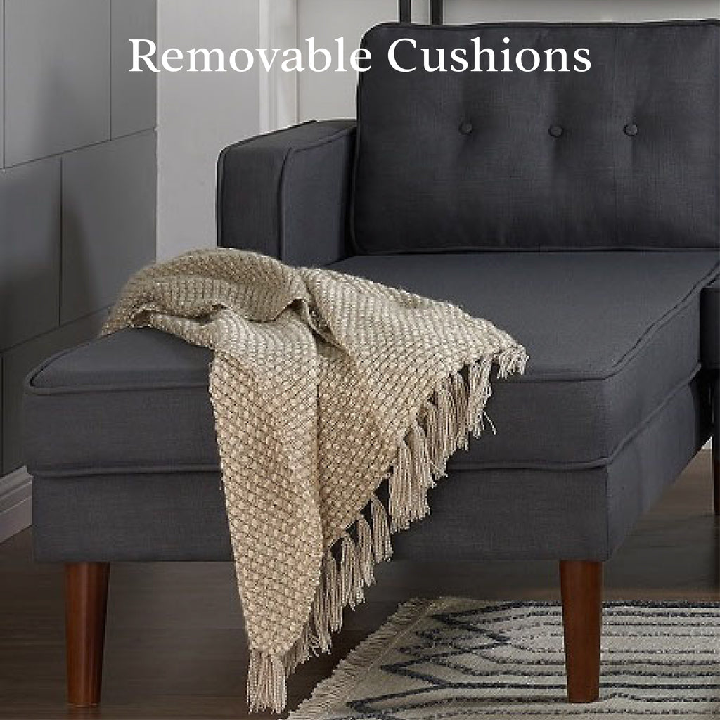 Grey Fabric L-Shaped Sectional with Left Chaise N815