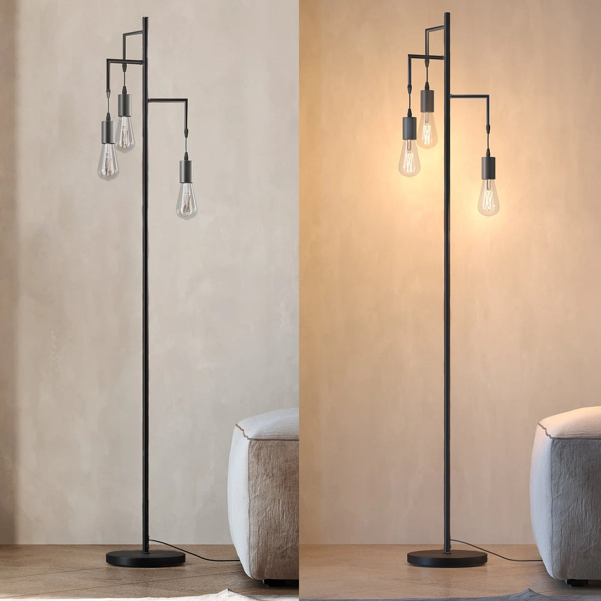 3 Light Black Floor Lamp K124535