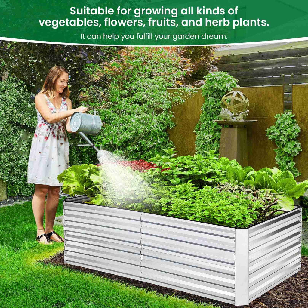 Galvanized Steel Raised Garden Bed with Liner 6ftx3ftx2ft J240