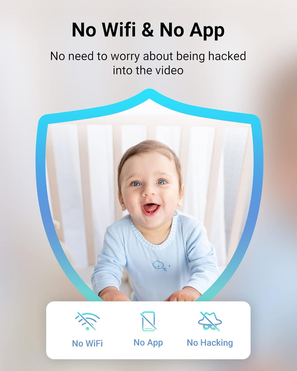 Baby Monitor with Camera and Audio, 720P 5 HD Display, Night Vision, 1000ft Range I794