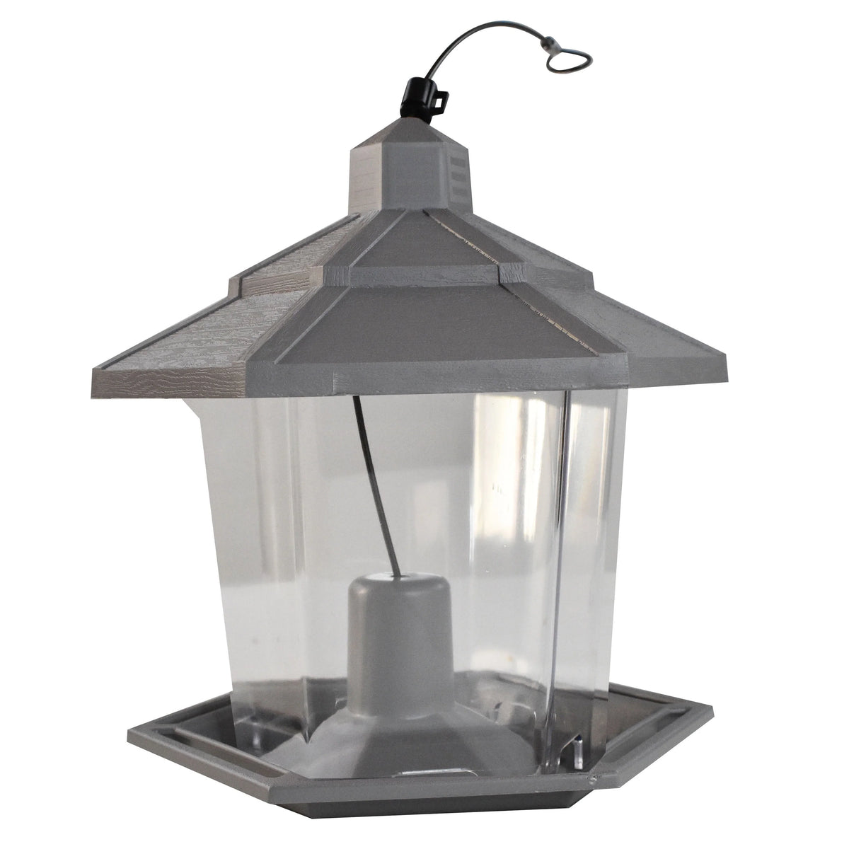 Gray Plastic 2.5 lb. Capacity Hopper Wild Bird Feeder R3416