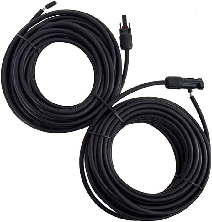 40Ft 10AWG Male Female Extension Cables Solar Panel Connector Adaptor Wire, Black Pack of 2 W209