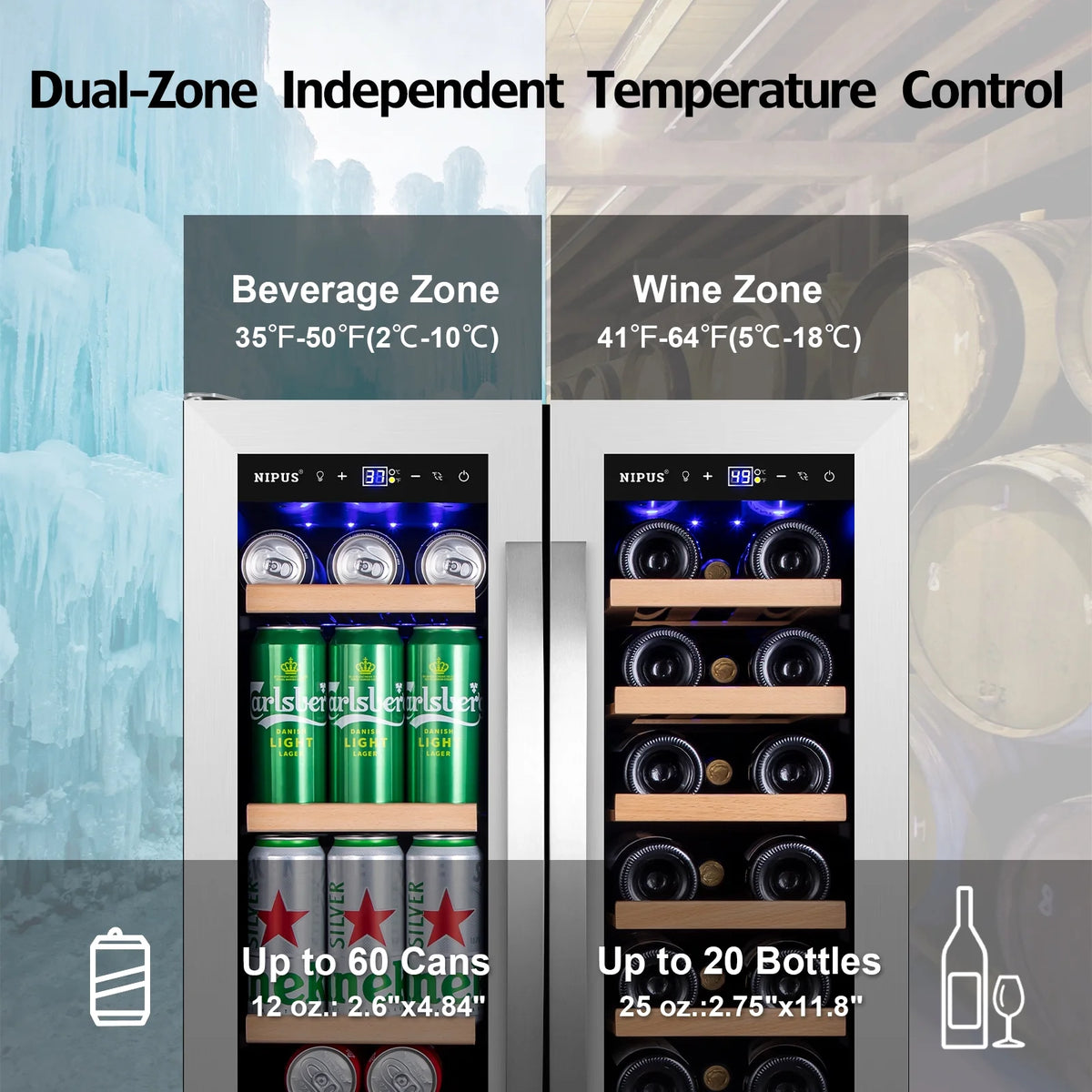 24 inch Dual Zone Wine and Beverage Refrigerator U94758