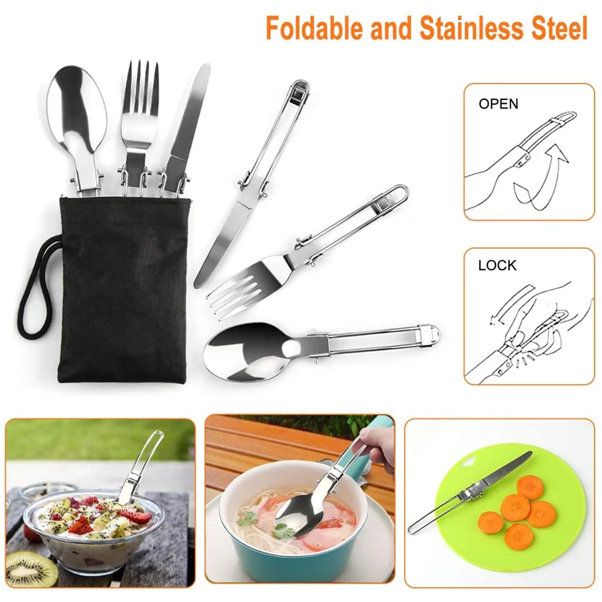 Camping Cookware Mess Kit Pot Pan Kettle Cooking Set Tableware with Spoon Fork Y588900