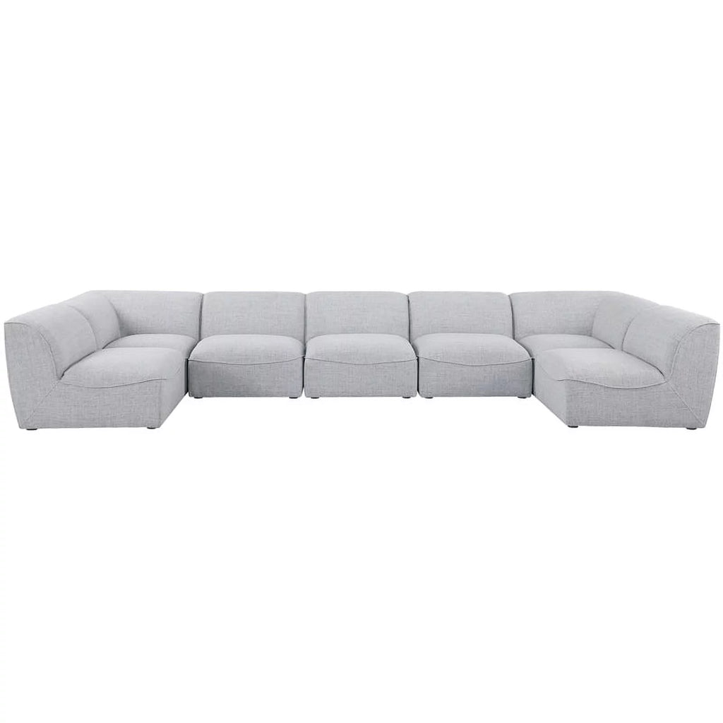 Grey Linen Textured Modular Sectional U10228