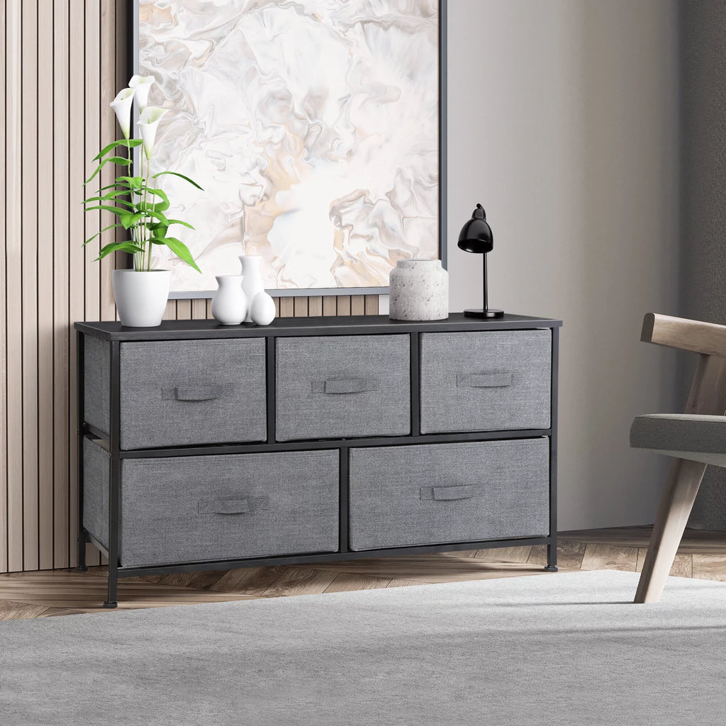 Gray 2 Tiers Steel Frame Dresser Storage Tower L51590