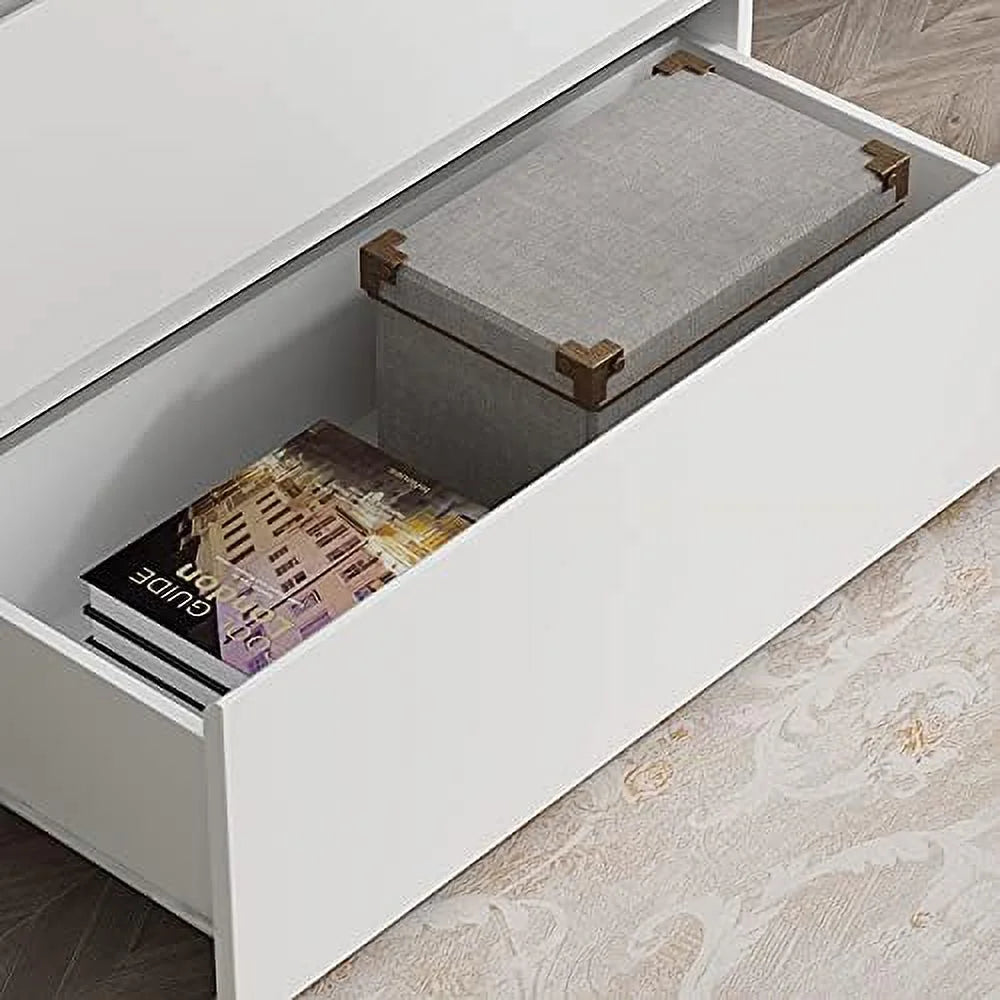 Modern 3-Drawer Wooden Dresser Chest Tower White I400129