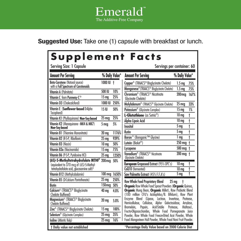 Men's 45+ Multivitamin with CoQ10, Saw Palmetto and Lycopene - 60 Vegetable Capsules D8939