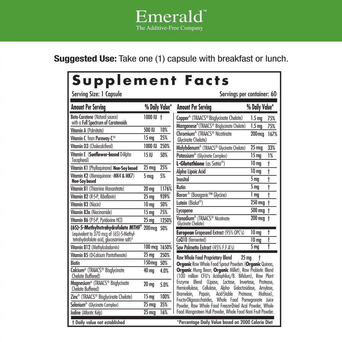 Men's 45+ Multivitamin with CoQ10, Saw Palmetto and Lycopene - 60 Vegetable Capsules D8939