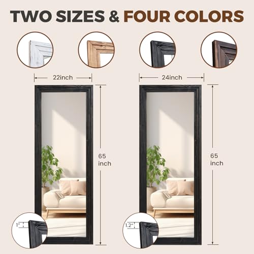 65"x24" Full Length Solid Wood Frame Floor Mirror Brown V82735
