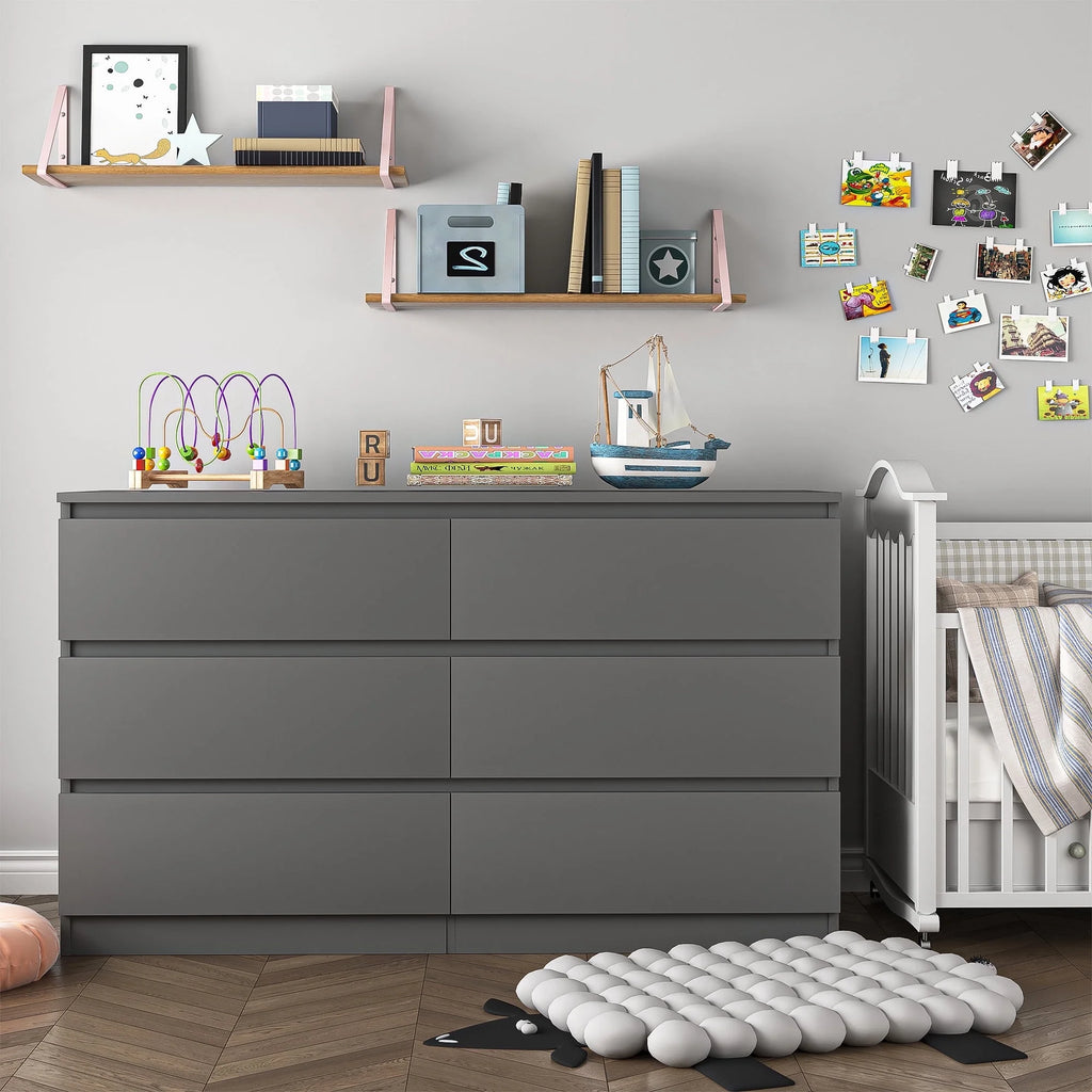 White 6 Drawer Dresser V942