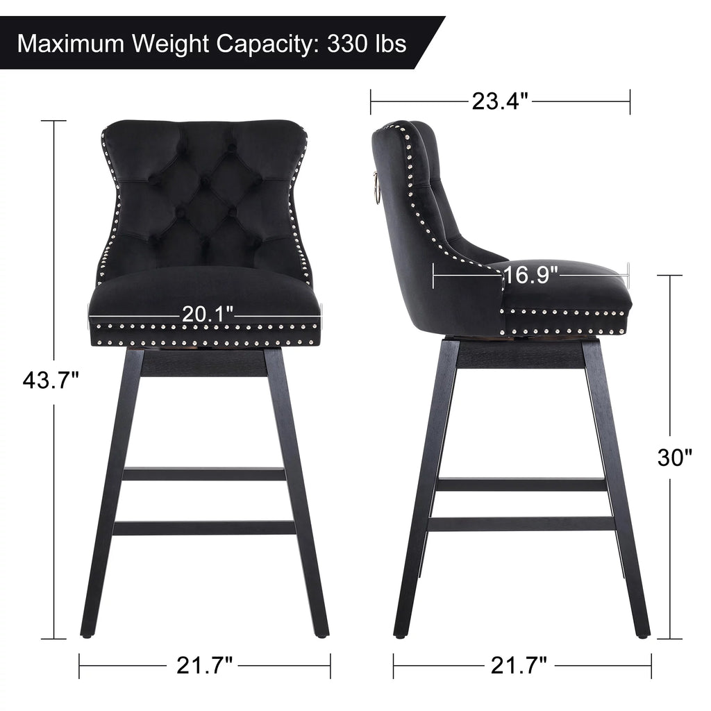 Velvet Swivel Bar Stools Set of 4 V5207