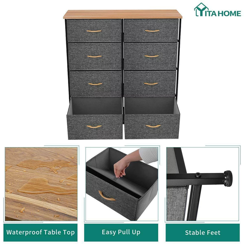 Dark Gray 8 Drawer Storage Dresser O983532