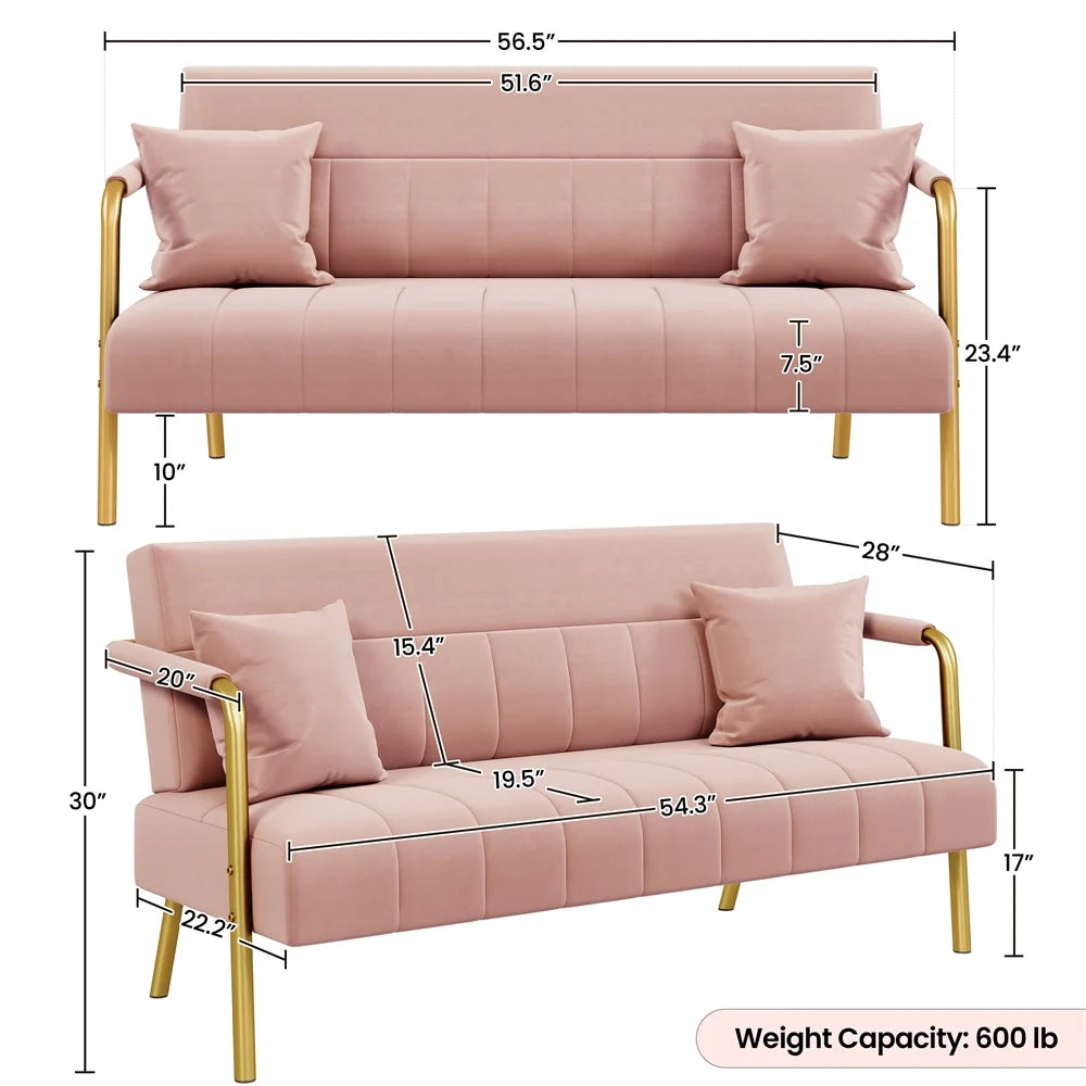 Light Gray Upholstered Sofa Couch with 2 Pillows A10341