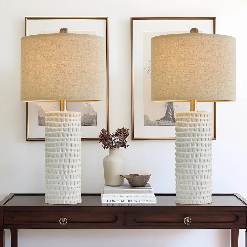 Ceramic Table Lamps Set of 2 White 24.5" Q57030