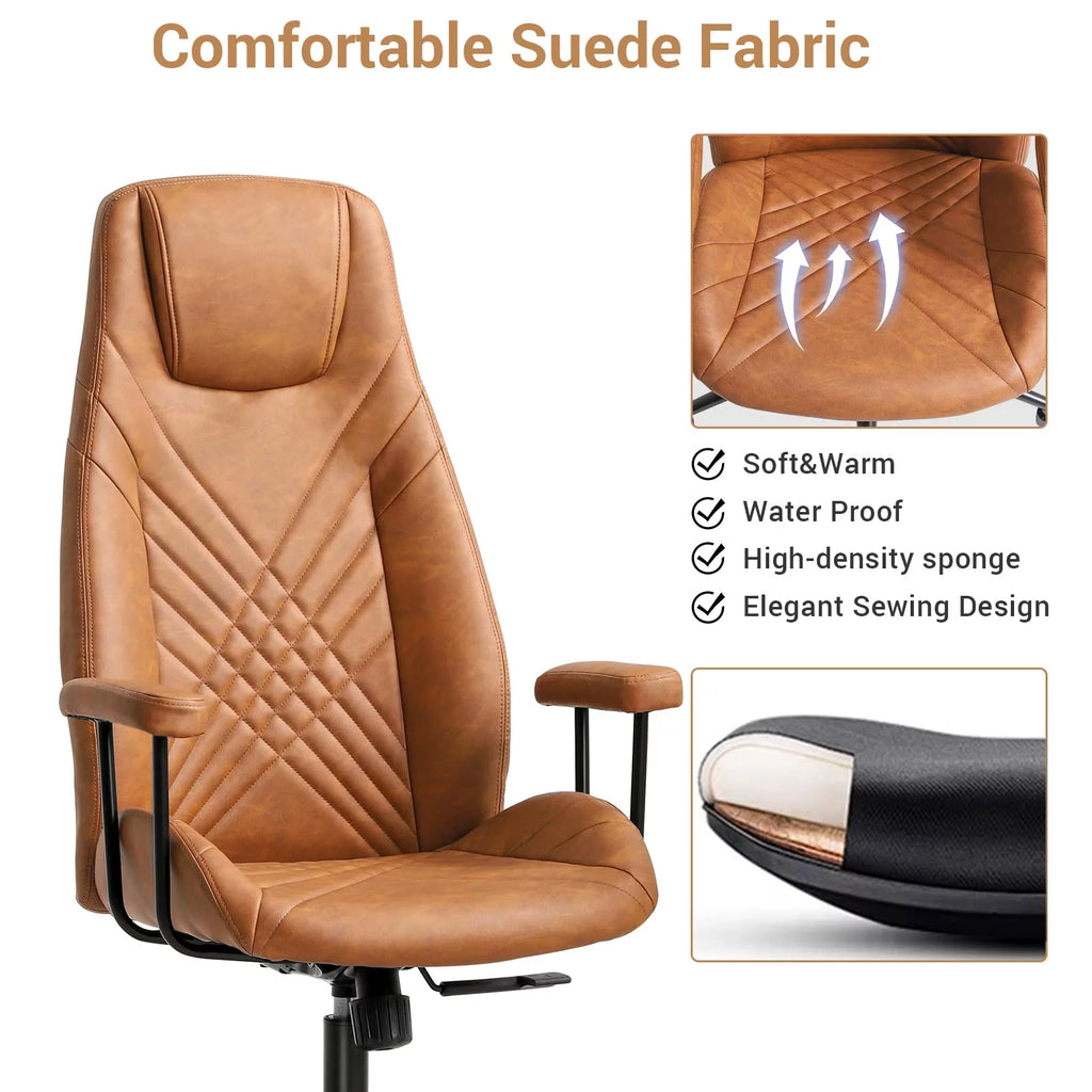 High Back Office Chair with Armrest Brown E38199