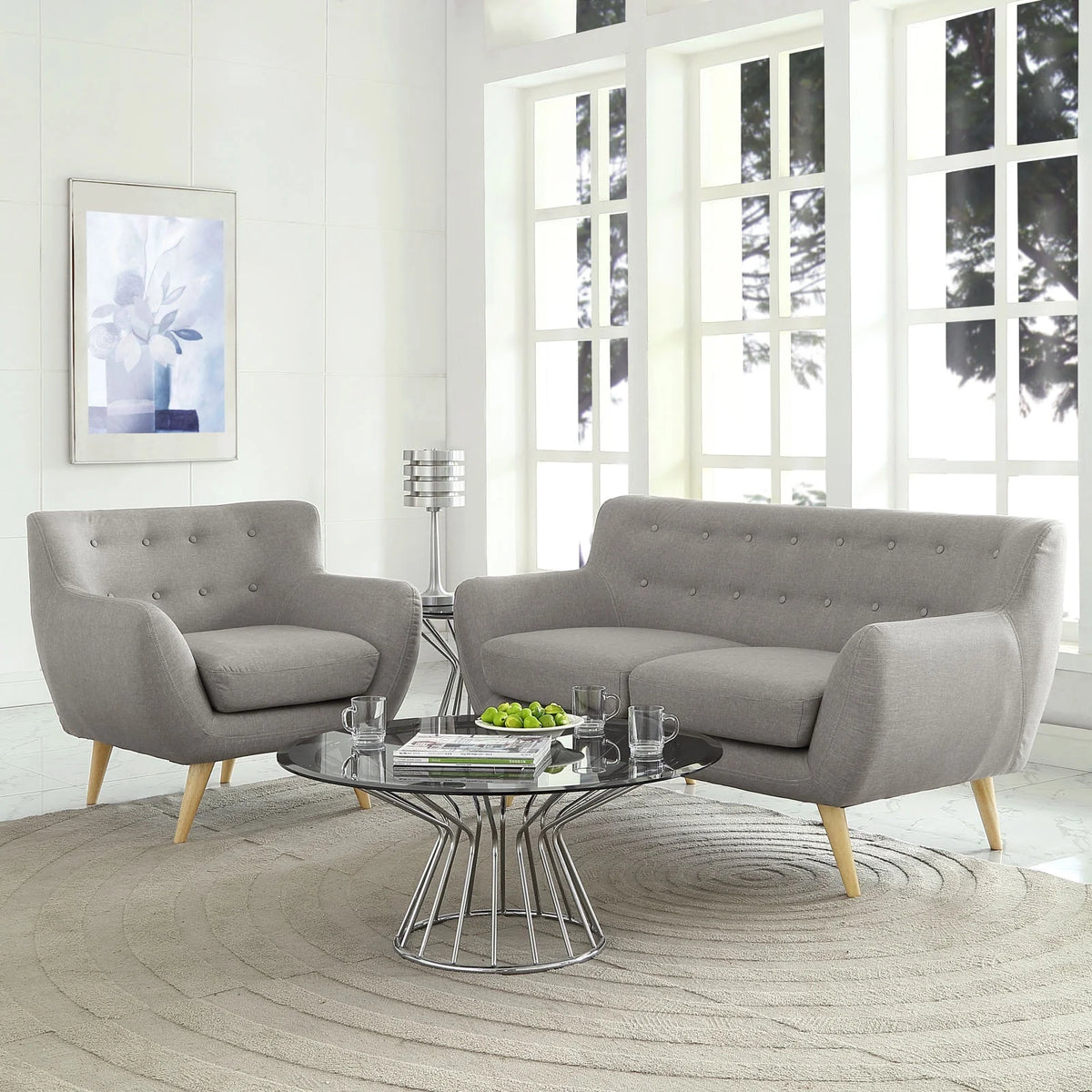 Light Gray 2 Piece Living Room Set B325724