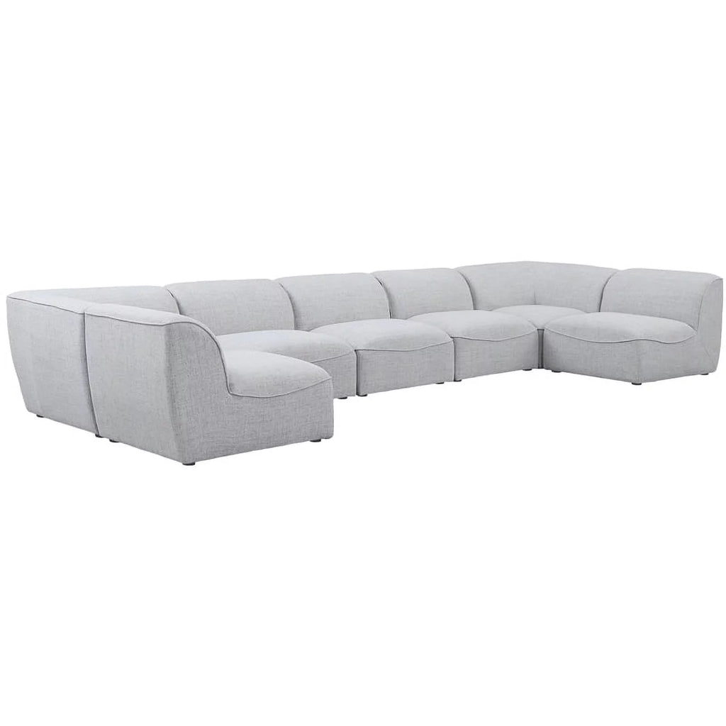 Grey Linen Textured Modular Sectional U10228