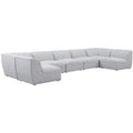 Grey Linen Textured Modular Sectional U10228